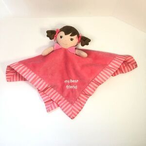 garanimals lovey rattle brown hair girl my best friend silky boarder pink stripe